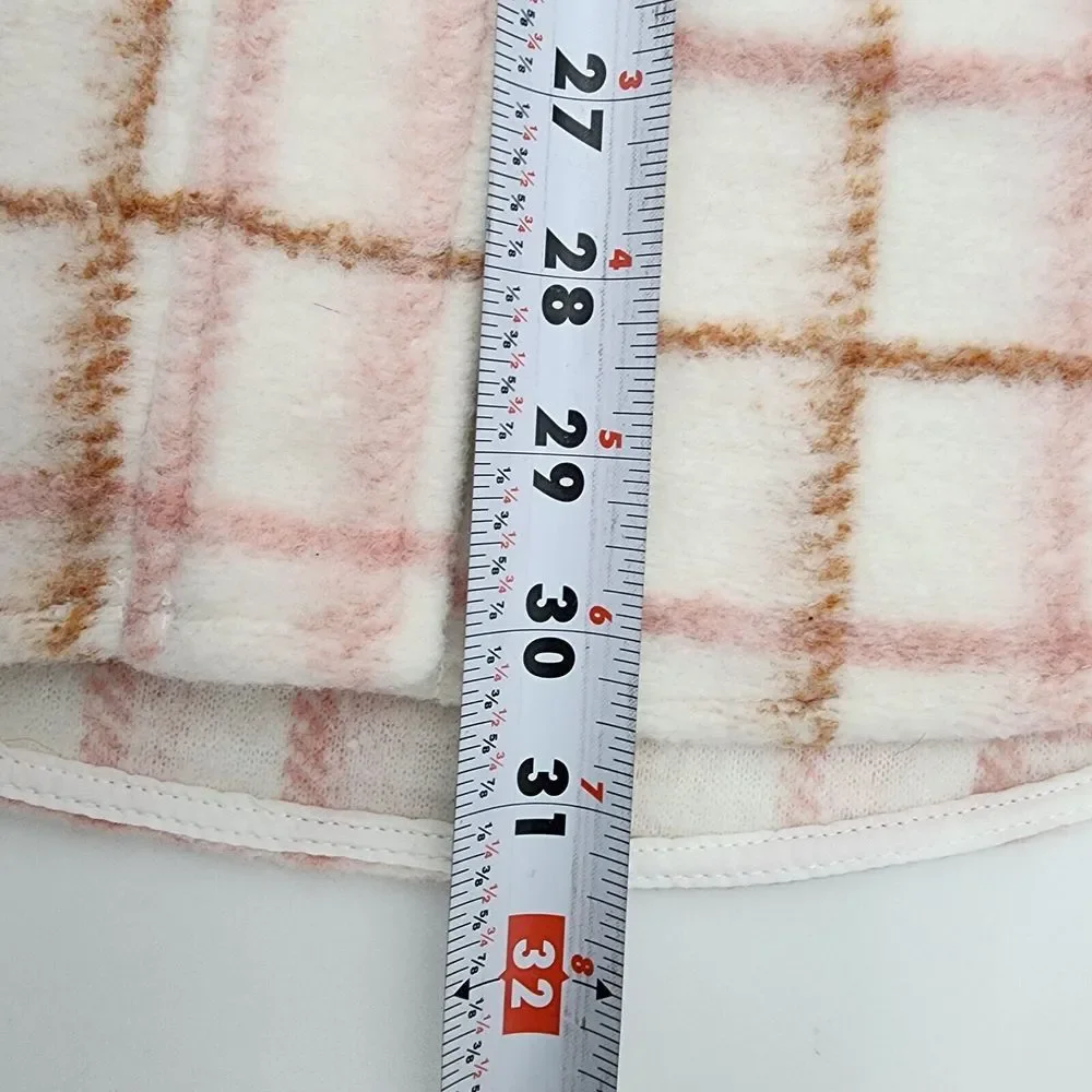 Joie‎ Women's Plaid Jacket Button Up Long Shacket In Pink White Size S/P READ
